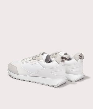 HUGO Icelin Runn Trainers in Open White at EQVVS Menswear. Back Shot. 