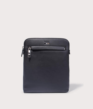 Ray Envelope Bag in Black from BOSS. Front angle shot at EQVVS.