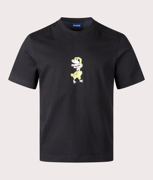 HUGO Nutongo T-Shirt in black, 100% cotton at EQVVS. Front shot. 