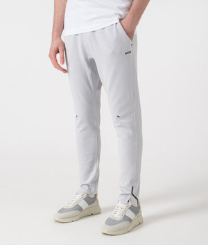 BOSS Regular Fit Hicon Active Joggers in Light/Pastel Grey. Shot at EQVVS.  Side shot. 