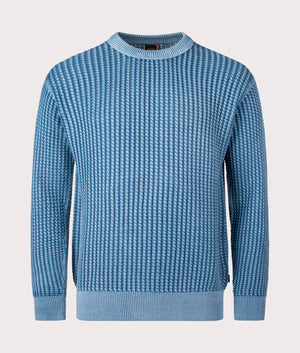 BOSS Relaxed Fit Agolan Jumper in Light/Pastel Blue at EQVVS Menswear Front Shot