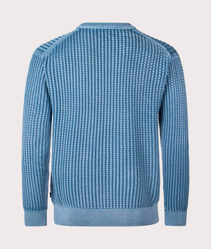 BOSS Relaxed Fit Agolan Jumper in Light/Pastel Blue at EQVVS Menswear Back Shot