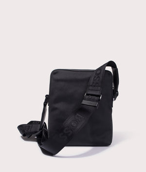 BOSS Ray Zip Messenger Bag in Black at EQVVS. Back Shot.