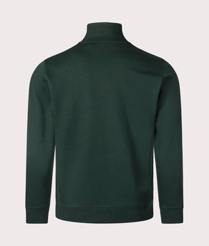 BOSS Quarter Zip Zetrust Sweatshirt in Open Green. EQVVS back shot.