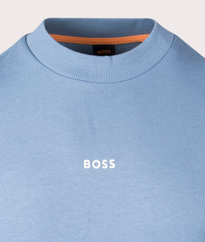 WeSmall Sweatshirt in blue by BOSS. Shot at EQVVS. Detail mannequin shot. 