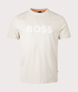 BOSS T-Shirt Light Beige. Shot at EQVVS. Front shot. 