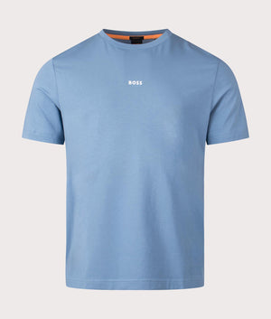 BOSS Relaxed Fit TChup T-Shirt in Light/Pastel Blue. At EQVVS Menswear. Front detail shot