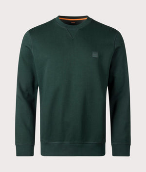 Relaxed  Fit Westart Sweatshirt in Open Green from BOSS. Front angle shot at EQVVS.