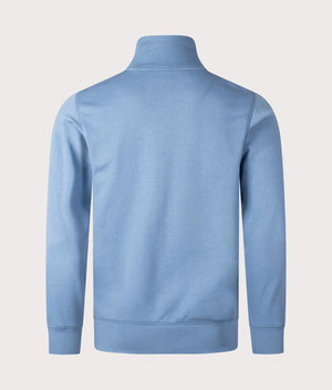 Relaxed Fit Zestart Zip Through Sweatshirt in Light/Pastel Blue. Back angle shot at EQVVS.