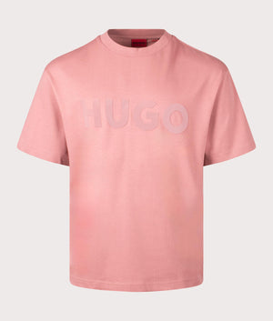 Dinkee T-Shirt in Open Pink by HUGO. Shot at EQVVS. Front mannequin shot.