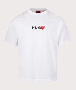 HUGO Dewdam T-Shirt in white. Shot at EQVVS. Front shot. 