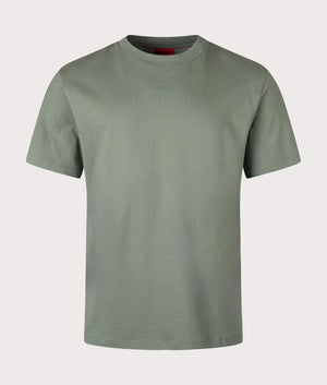 Relaxed Fit Dapolino T-Shirt in Open Green from HUGO. Front angle shot at EQVVS.