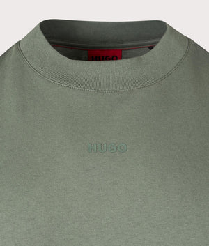 Relaxed Fit Dapolino T-Shirt in Open Green from HUGO. Detail angle shot at EQVVS.