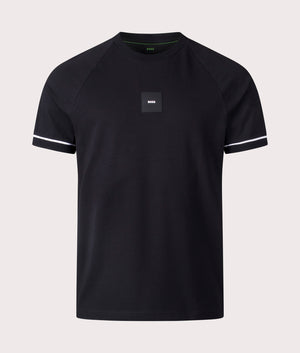 BOSS Tee Rib T-Shirt in Black at EQVVS. Front Shot.