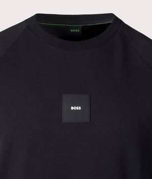 BOSS Tee Rib T-Shirt in Black at EQVVS. Detail Shot.