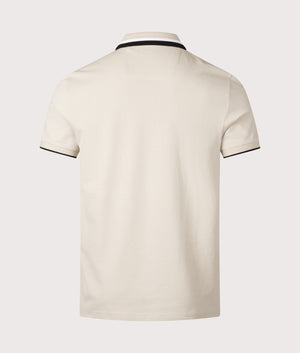 BOSS Paddy Heritage Active Polo Shirt in Open Beige, 100% Cotton. At EQVVS Menswear. Back shot