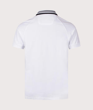 BOSS Paddy Rib Polo Shirt in White. 100& Cotton. Back shot 