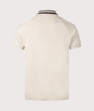 BOSS Paddy Rib Polo Shirt in Open Beige. Shot at EQVVS. Back shot