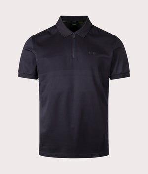 BOSS Philix Pima Polo Shirt in Dark Blue. EQVVS Front Shot.