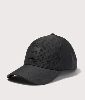 BOSS Seersucker Zed Cap in Black. Shot at EQVVS. Side shot. 