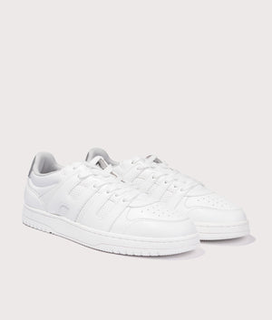 HUGO Hadrian Tenn Trainers in Open White. Shot at EQVVS. Front side shot