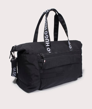 HUGO Colyns Holdall in Black. Shot at EQVVS. Side shot