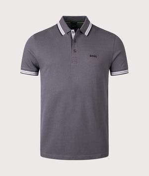 Paddy Polo Shirt in Dark Grey - BOSS. Front shot. 