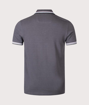 Paddy Polo Shirt in Dark Grey by BOSS. Back shot. 