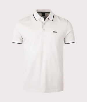 Paddy Polo Shirt in light grey by BOSS. Shot at EQVVS. 