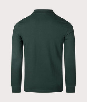 BOSS Slim Fit Passerby Long Sleeve Polo Shirt in Open Green by EQVVS back Shot.