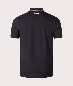 BOSS Paddy Pro Polo Shirt in Black. EQVVS Back Shot.