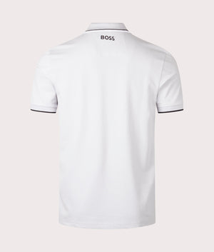 BOSS Paddy Pro Polo Shirt in Light/Pastel Grey. EQVVS Back Shot.