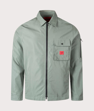 Emmond Overshirt open green HUGO. Shot at EQVVS. 