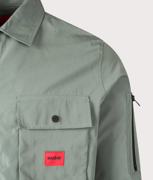 Emmond Overshirt open green HUGO. Shot at EQVVS. 