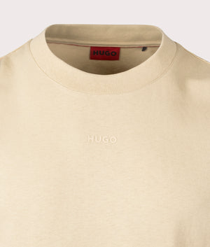 Hugo Relaxed Fit Dapolino T-Shirt in Open Beige. Shot at EQVVS. Detail Shot