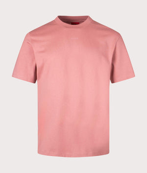 Relaxed Fit Dapolino T-Shirt in Open Pink from HUGO. Front angle shot at EQVVS.