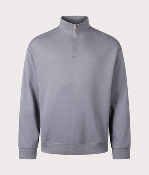 Relaxed Fit Durty244 Quarter Zip Sweatshirt in Open Grey. Front angle shot at EQVVS.