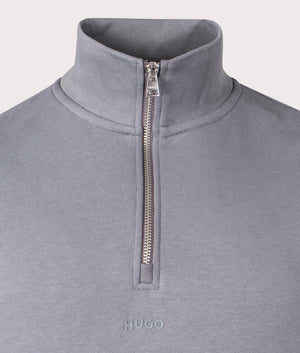 Relaxed Fit Durty244 Quarter Zip Sweatshirt in Open Grey. Detail angle shot at EQVVS.