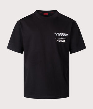 HUGO Draille T-Shirt in Black. Shot at EQVVS. Front shot. 