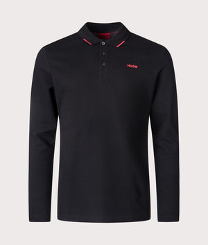 Derrikos Polo Shirt in Black from HUGO. Front angle shot at EQVVS.