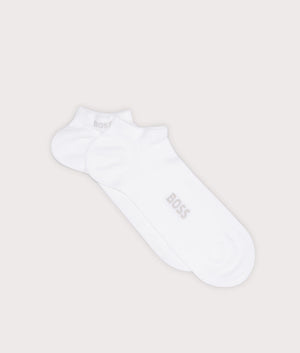 BOSS 2 Pack Logo Bamboo Socks in White. EQVVS side shot.