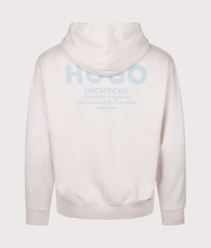 HUGO Nazardo Hoodie in Open White. Shot at EQVVS. Back shot. 