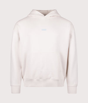 HUGO Nazardo Hoodie in Open White. Shot at EQVVS.  Front shot. 