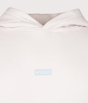 HUGO Nazardo Hoodie in Open White. Shot at EQVVS. Detail shot. 