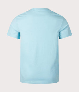 BOSS Contrast Logo RN T-Shirt in Light/Pastel Blue. EQVVS Back Shot.