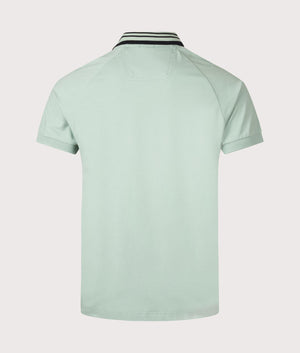 BOSS Paddy Rib Polo Shirt in Open Green. Shot at EQVVS.  Back shot. 