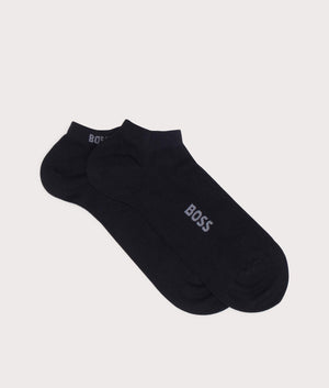 BOSS 2 Pack Logo Bamboo Socks in Black. EQVVS side shot.