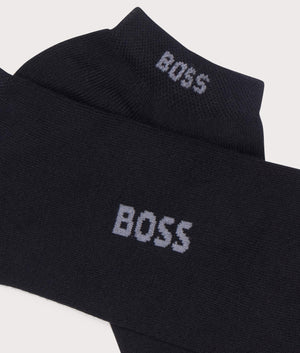 BOSS 2 Pack Logo Bamboo Socks in Black. EQVVS Detail shot.