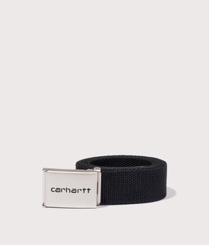 Chrome Logo Clip Belt in Black | Carhartt WIP | EQVVS logo shot