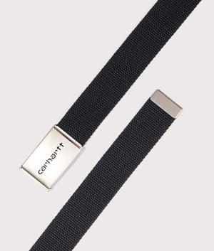 Chrome Logo Clip Belt in Black | Carhartt WIP | EQVVS weave shot